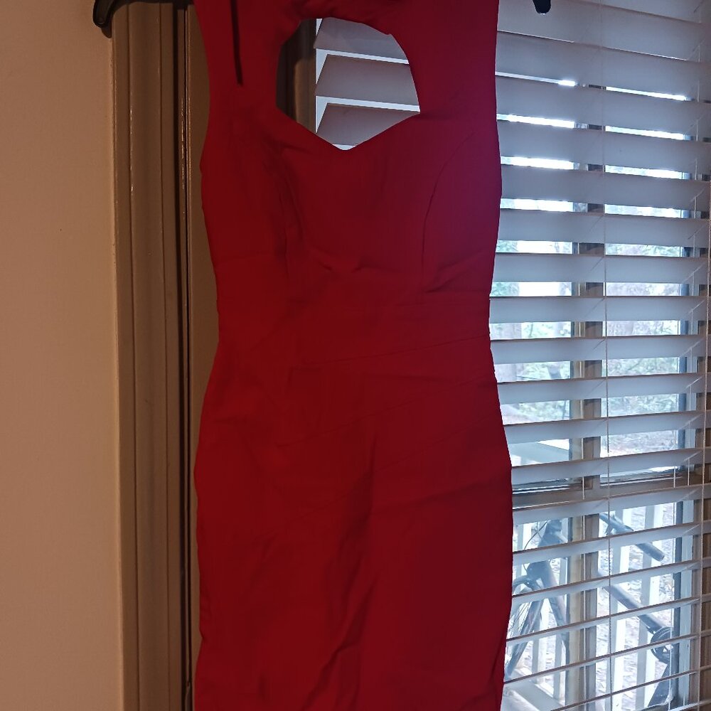 Red halter mini dress